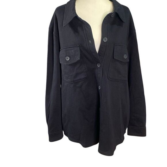 Good American Black Utility Shacket Button Front Womens Size 5/6 (XXL) MSRP $129 - Picture 1 of 7